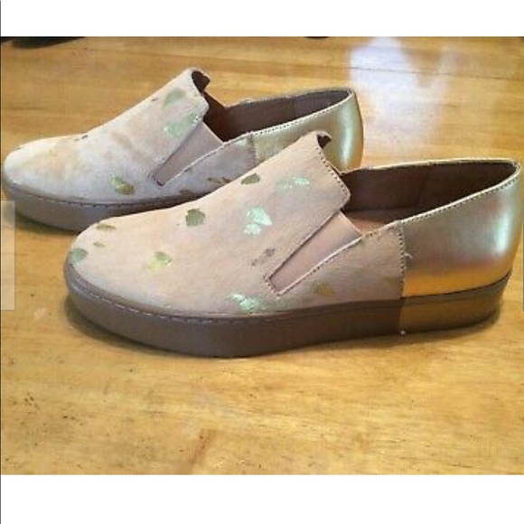 New FREE PEOPLE Tan Fur Gold Slip-on Sneaker 38 - Picture 2 of 10